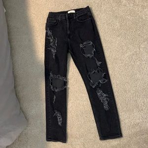 Black distressed/faded jeans
